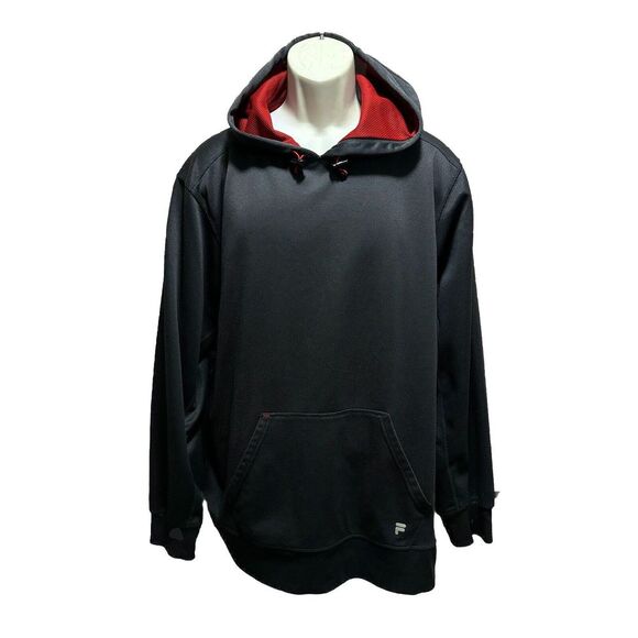 FILA Dark Gray/Red‎ Pullover Hoodie Size XL Kangaroo Pocket Toggle Cord - Picture 1 of 6